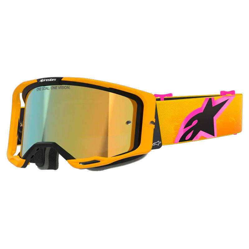 Lentes Cross Alpinestars Vision 8 Corp Naranja Amarillo Rosado Visor Iridium Dorado