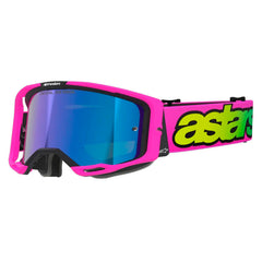 Lentes Cross Alpinestars Vision 8 Vista Rosado Amarillo Visor Iridium Azul