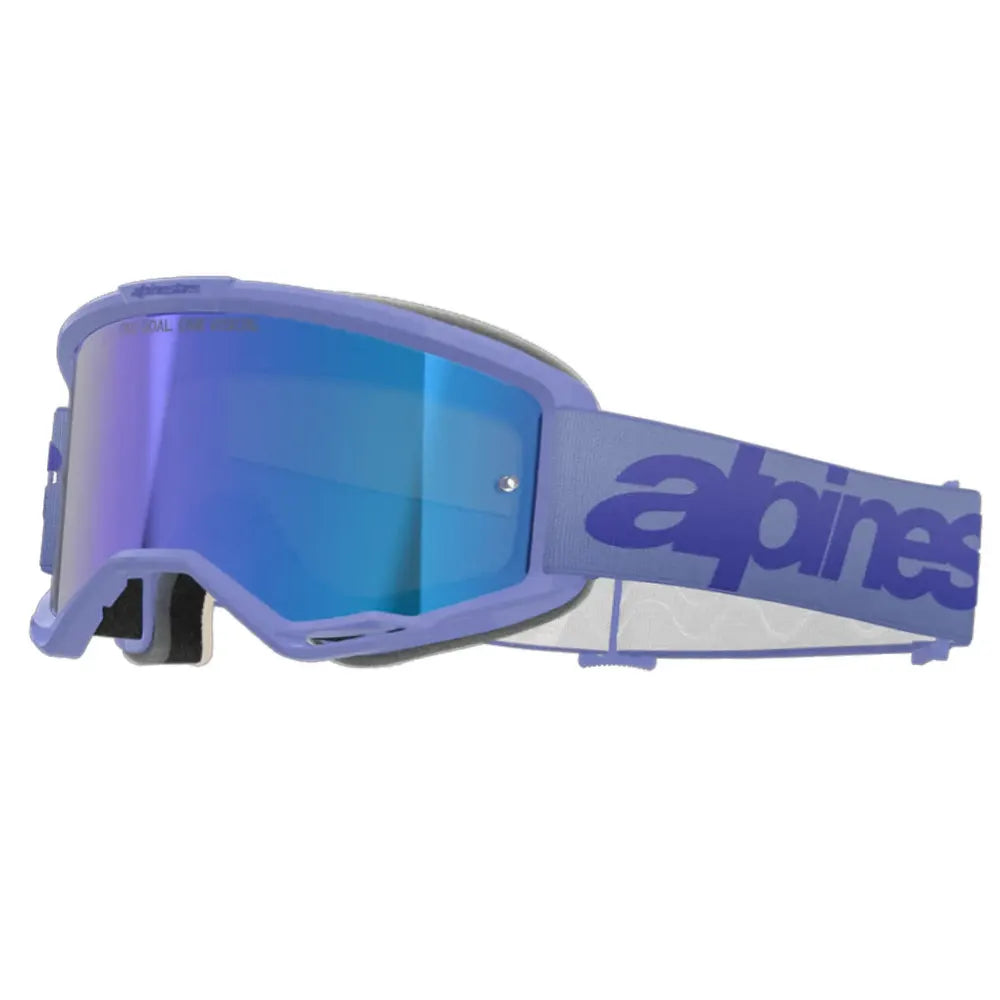 Lentes Cross Alpinestars Wordmark Morado Visor Iridium Azul