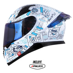 Casco Shaft Pro 612Dv Things Azul Visor Iridium Azul
