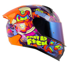 Casco Shaft 560 Evo Universe Morado Naranja Neón Visor Iridium Azul