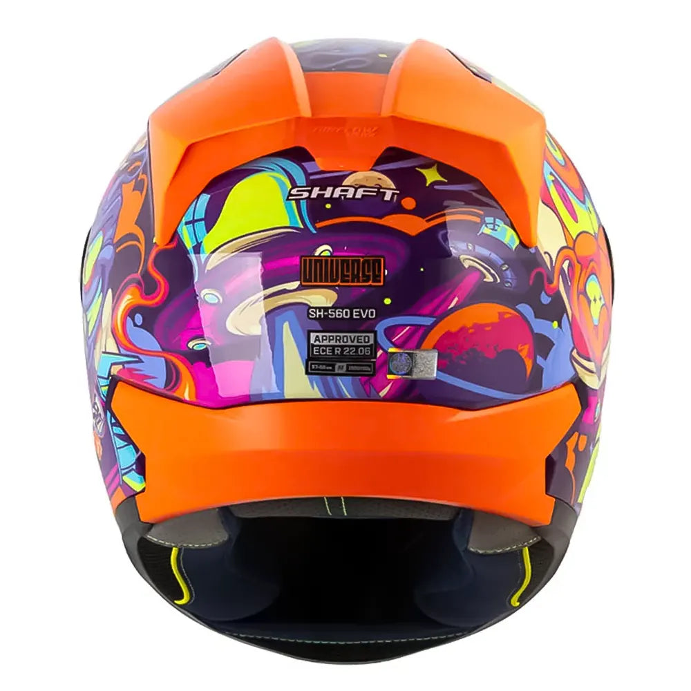 Casco Shaft 560 Evo Universe Morado Naranja Neón Visor Iridium Azul