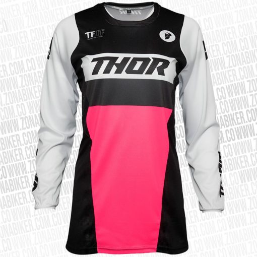 JERSEY MUJER THOR PULSE RACER NEGRO FUCSIA - ZONABIKER LA 21 3