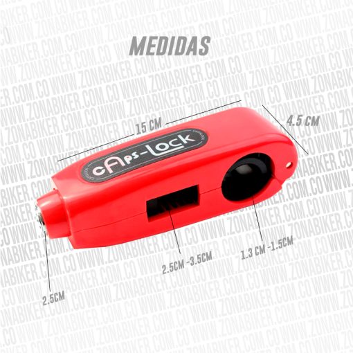 CANDADO MANUBRIO CAPS LOCK ROJO 3 - ZONABIKER LA 21 6