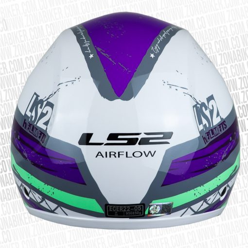 CASCO LS2 562 AIRFLOW RONNIE BLANCO MORADO NEON 4 - ZONABIKER LA 21 6