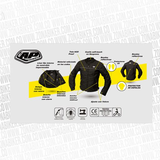 Chaqueta Ap Sharp Negro Gris 4 - ZONABIKER LA 21 6