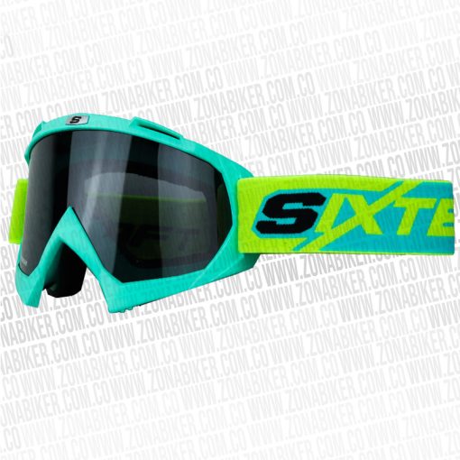 Lentes Cross Shaft 16 Evo Turquesa Amarillo Visor Smoke - ZONABIKER LA 21 3