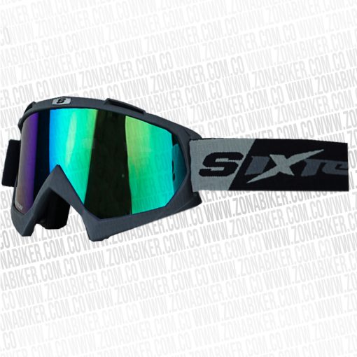 Lentes Cross Shaft 16 Gris Visor Iridium Verde - ZONABIKER LA 21 3