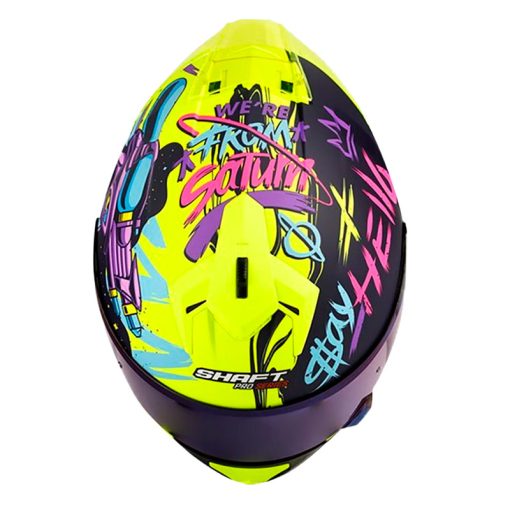 Casco Shaft Pro 610Evo Invaders Amarillo Azul Visor Iridium Azul 2 - ZONABIKER LA 21 4