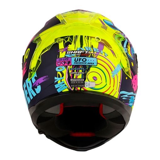 Casco Shaft Pro 610Evo Invaders Amarillo Azul Visor Iridium Azul 3 - ZONABIKER LA 21 5
