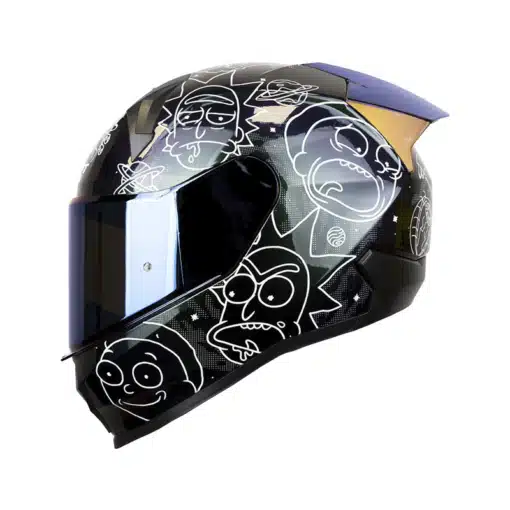 Casco Shaft 560 Evo Rick and Morty Camaleon Blanco Visor Iridium Azul 1 - ZONABIKER LA 21 3