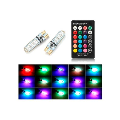 Bombillo Bayoneta T10 Siliconado Rgb Control Rgb - ZONABIKER LA 21 3