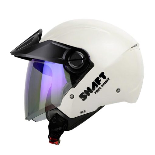 Casco Shaft 212 Solid Blanco Perla Visor Iridium Azul 1 - ZONABIKER LA 21 3