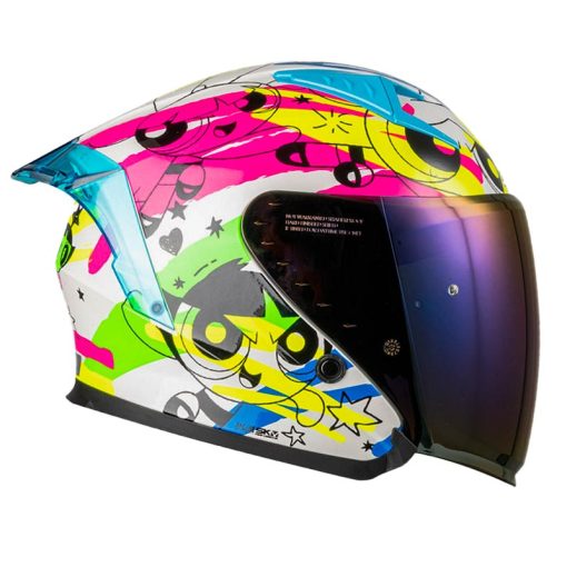 Casco Shaft 226sp PowerFull Blanco Full Color Visor Azul 2 - ZONABIKER LA 21 4