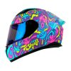 Casco Shaft 582Sp Evo Power Puff Morado Amarillo Visor Iridium Azul 1 - ZONABIKER LA 21 2