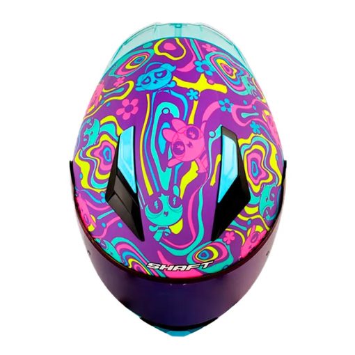 Casco Shaft 582Sp Evo Power Puff Morado Amarillo Visor Iridium Azul 2 - ZONABIKER LA 21 3