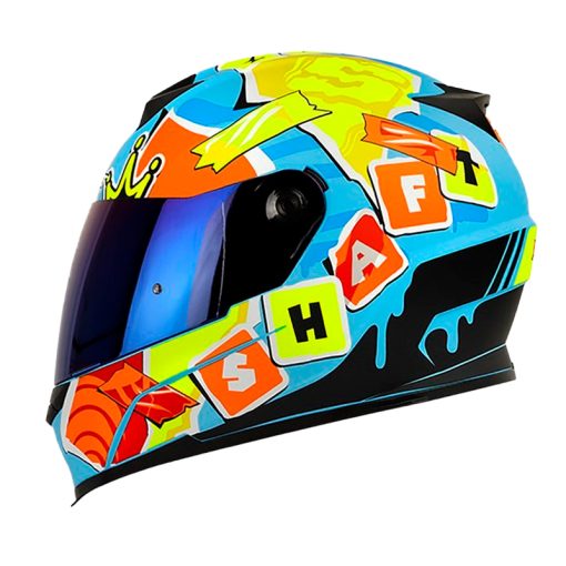 Casco Shaft 502 Print Azul Amarillo Visor Iridium Azul 1 - ZONABIKER LA 21 3