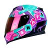 Casco Shaft 502 Print Morado Turquesa Visor Iridium Fucsia 1 - ZONABIKER LA 21 1