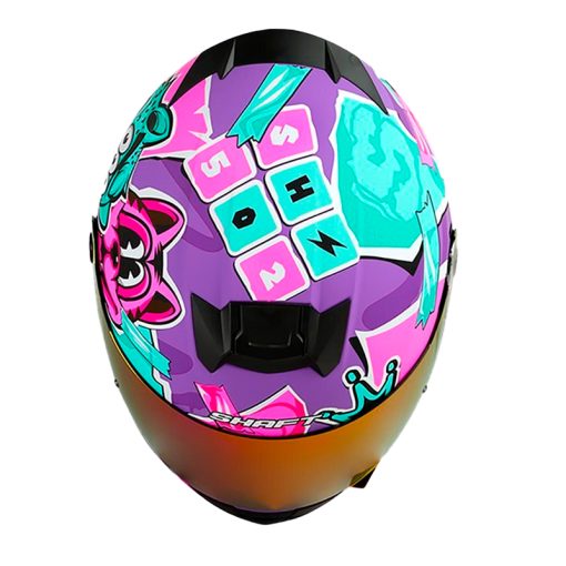 Casco Shaft 502 Print Morado Turquesa Visor Iridium Fucsia 2 - ZONABIKER LA 21 4
