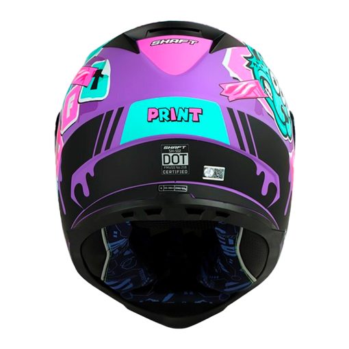 Casco Shaft 502 Print Morado Turquesa Visor Iridium Fucsia 3 - ZONABIKER LA 21 5