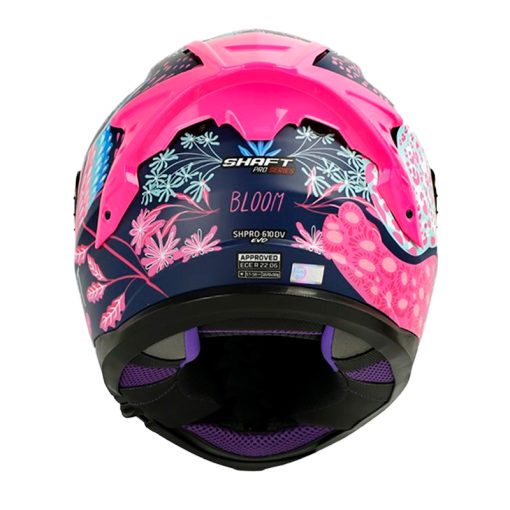 Casco Shaft Pro 610Dv Bloom Azul Navy Rosado Visor Iridium Azul 3 - ZONABIKER LA 21 5