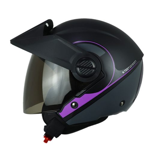 Casco Ich 102 Round Negro Morado Visor Smoke