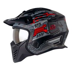 Casco Shaft 225 Pilot Top Gris Rojo Visor Iridium Silver