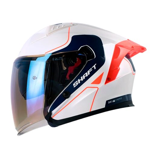 Casco Shaft 226sp Fine Line Blanco Naranja Visor Iridium Azul 1 - ZONABIKER LA 21 3