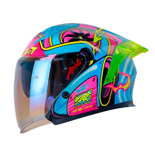 Casco Shaft 226sp Turbo Azul Claro Fucsia Visor Iridium Azul 2 - ZONABIKER LA 21 3