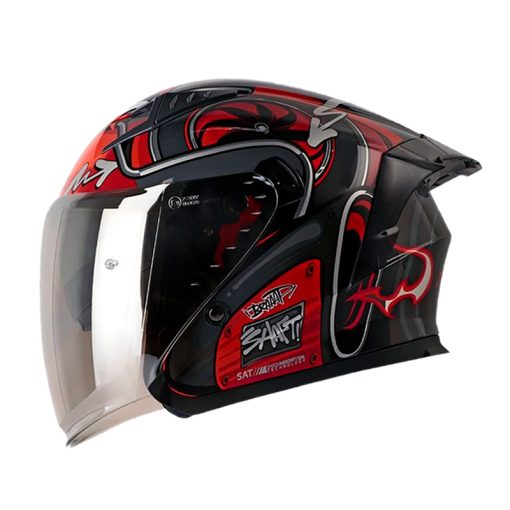 Casco Shaft 226sp Turbo Gris Oscuro Rojo Visor Silver 1 - ZONABIKER LA 21 3