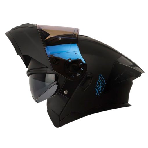 Casco Hro 3480Dv Evo Solid Negro Azul Visor Iridium Azul