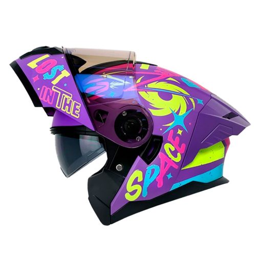 Casco Hro 3480dv Evo Out_Sider Morado Amarillo Visor Azul