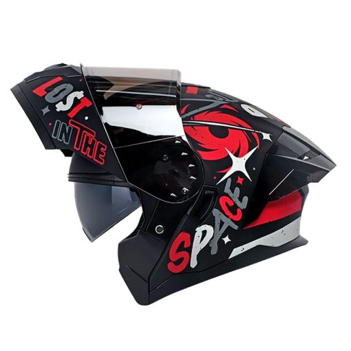 Casco Hro 3480dv Evo Out_Sider Negro Rojo Visor Silver