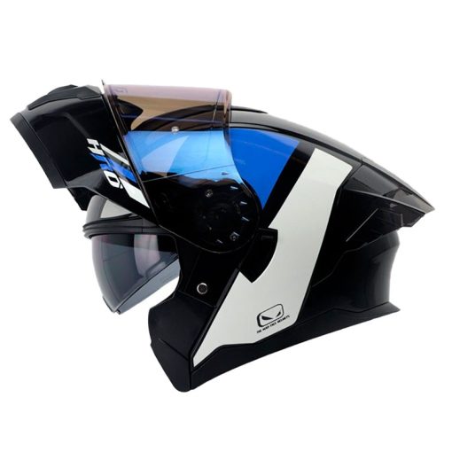 Casco Hro 3480dv Evo Racespec Azul Blanco Visor Iridium Azul