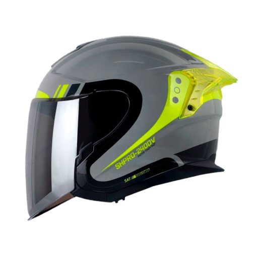 Casco Shaft Pro 240Dv Maik Gris Amarillo Visor Iridium Silver