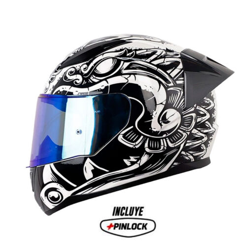 Casco Ls2 353 Azteca Negro Blanco Visor Iridium Azul