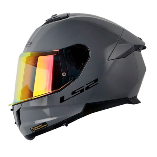 Casco Ls2 Ff808 Solid Gris Visor Iridium Rojo