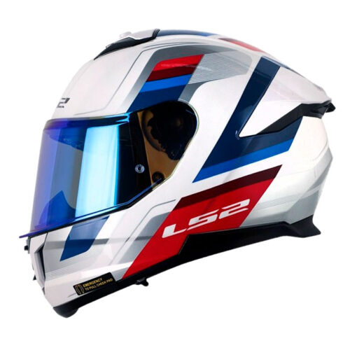 Casco Ls2 Ff808 Vintage Blanco Azul Visor Iridium Azul