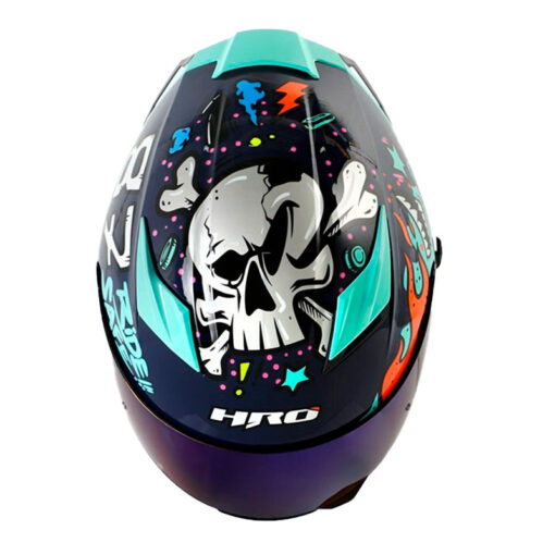 Casco Hro 514Dv Evo Funner Azul Turquesa Visor Iridium Azul 2 - ZONABIKER LA 21 1