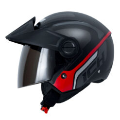 Casco Ich 102 Meshin Negro Rojo Visor Smoke