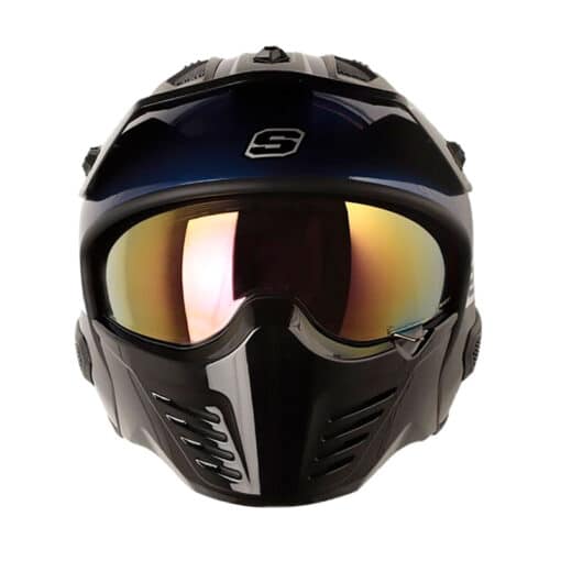 Casco Shaft 225 Prime Azul Oscuro Visor Iridium Rojo 2 - ZONABIKER LA 21 1
