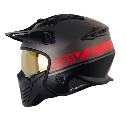 Casco Shaft 225 Prime Gris Rojo Visor Iridium Rojo