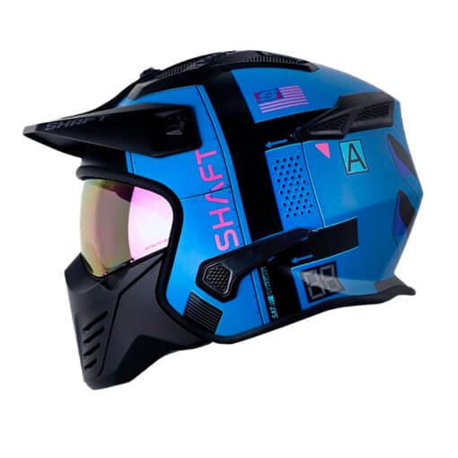 Casco Shaft 225 Saturn V Azul Fucsia Visor Iridium Fucsia