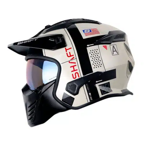 Casco Shaft 225 Saturn V Gris Rojo Visor Iridium Azul