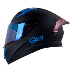 Casco Shaft 526sp Evo Solid Negro Azul Visor Iridium Azul