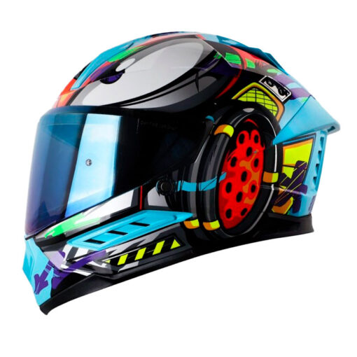 Casco Shaft 595 Stroke Azul Naranja Visor Iridium Azul