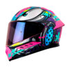 Casco Shaft 595 Stroke Fucsia Azul Visor Iridium Morado