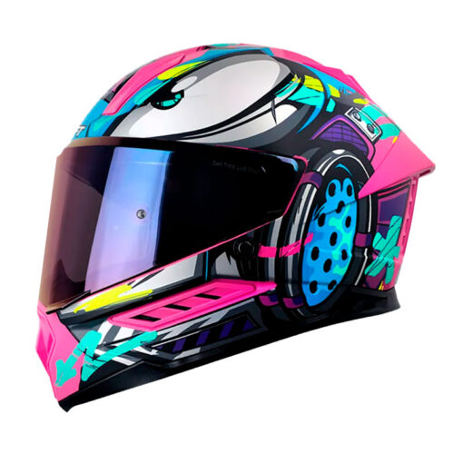 Casco Shaft 595 Stroke Fucsia Azul Visor Iridium Morado