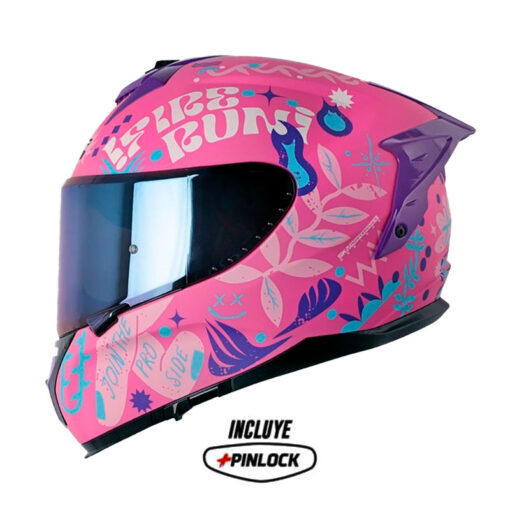 Casco Shaft Pro 610Dv Evo Fingerz Fucsia Rosado Visor Iridium Azul