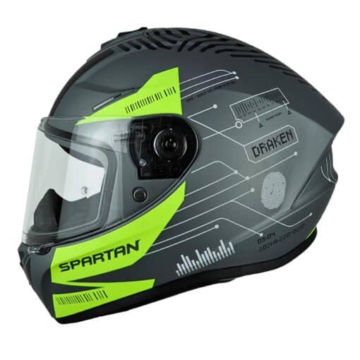 Casco Spartan Draken Fingerprint Gris Amarillo